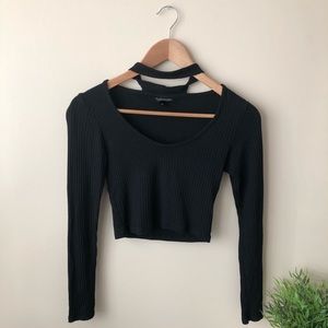topshop black choker collar top